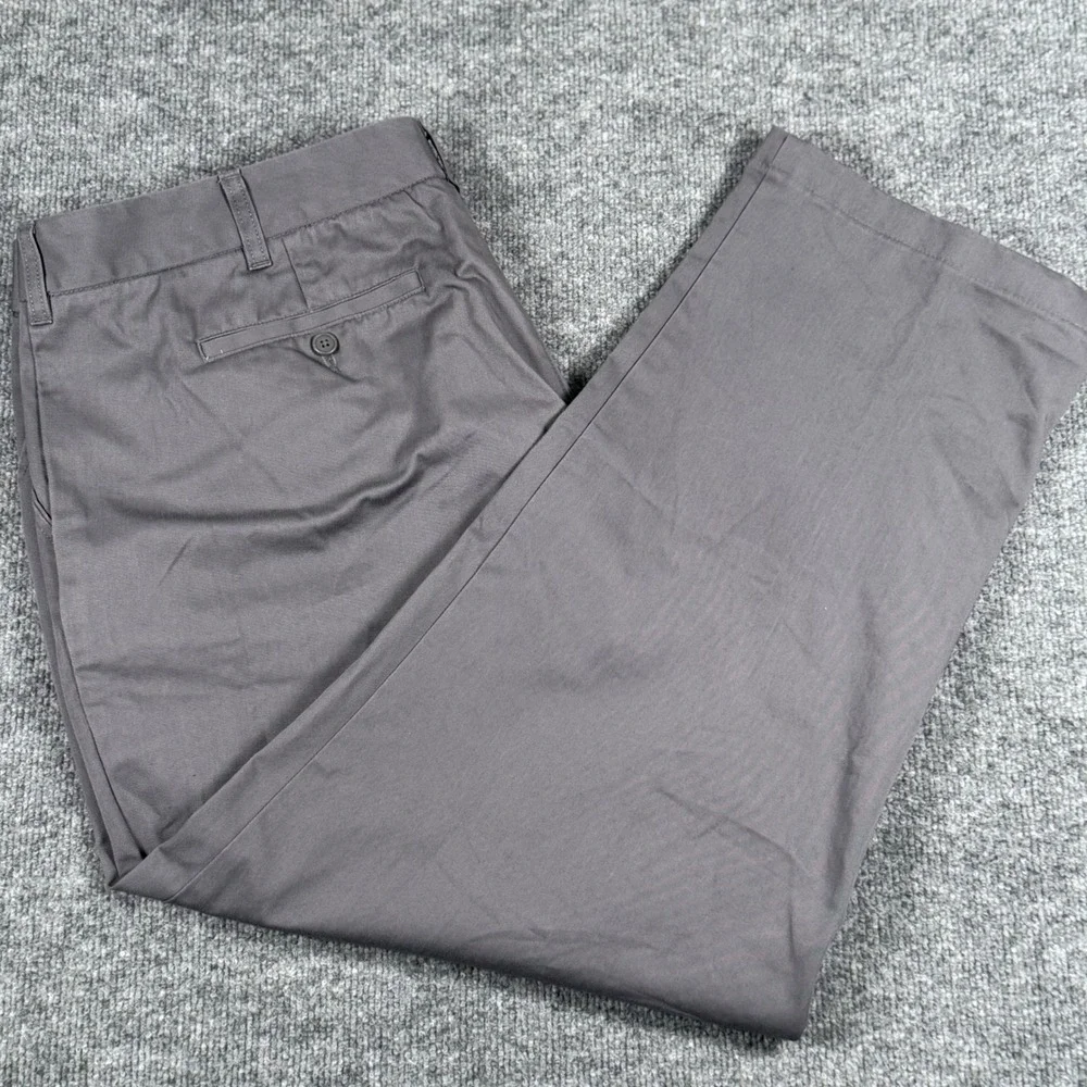 Lands End Size 22W High Rise Gray Flat Front Chino Pants Comfort‎ Waist Neutral